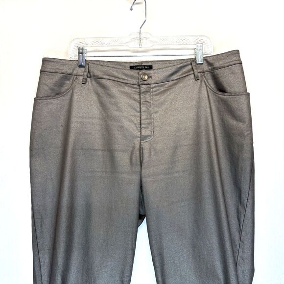 LAFAYETTE 148 Pants Size 16W Coated Mercer Skinny Ankle Shale Gray Stretch $598 - Picture 2 of 6